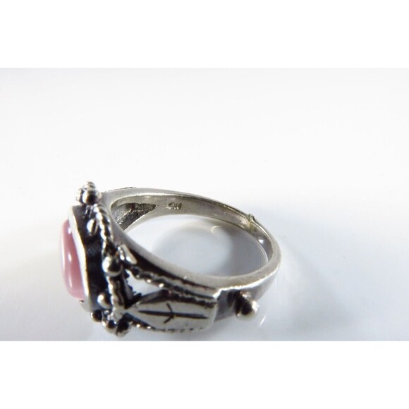 Vintage Pink Cat’s Eye Sterling Silver Ring, Size 6.25, Victorian Style - Picture 5 of 7